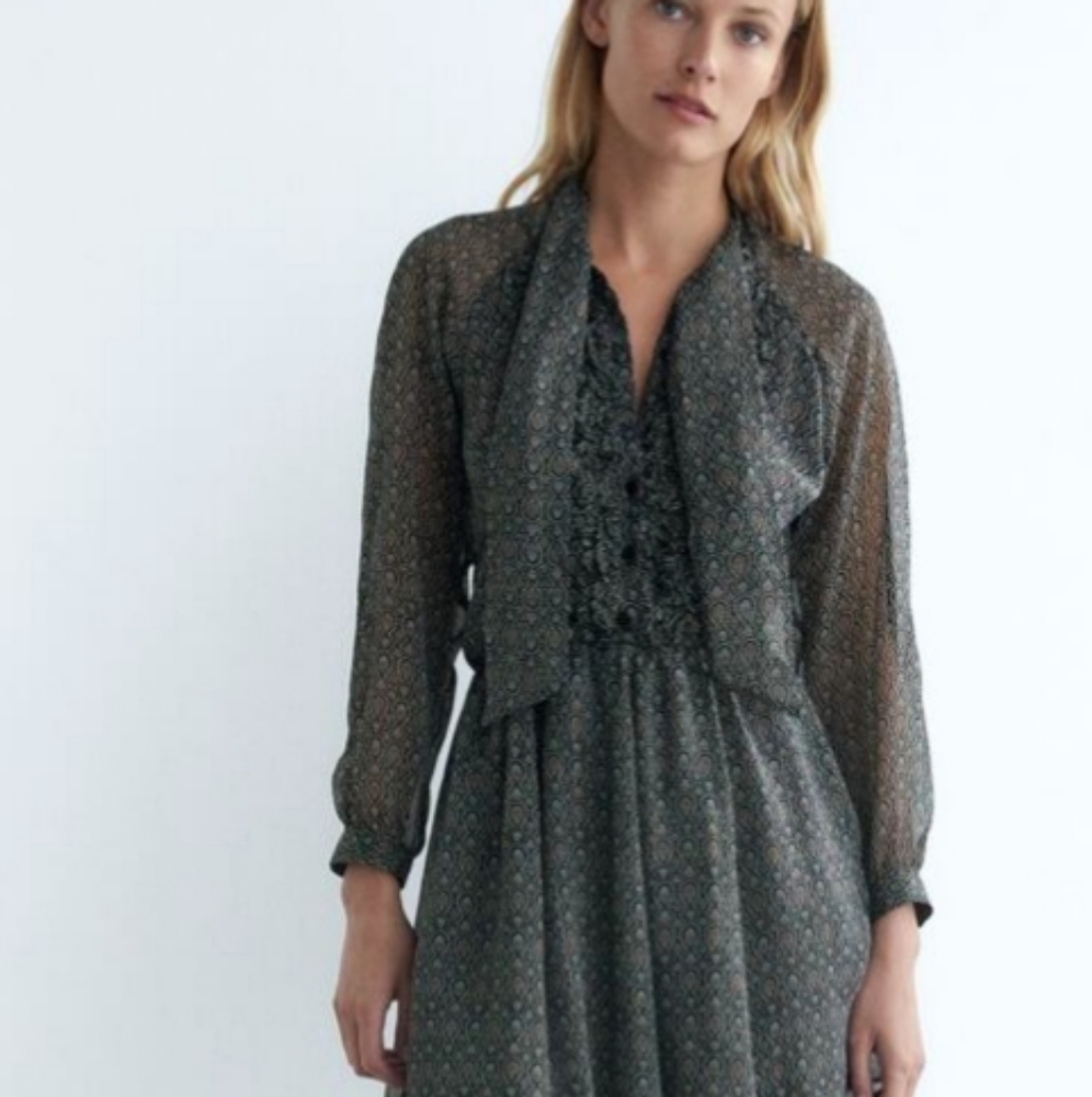 ZARA printed jumpsuit with metallic thread L